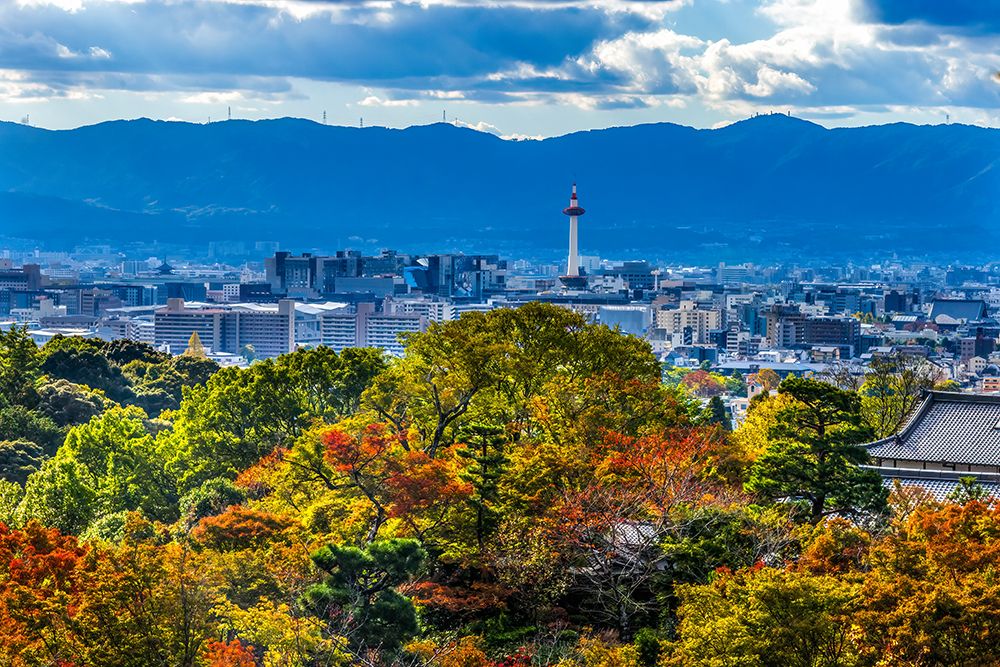 Colorful Autumn foliage, Kiyomizu Buddhist Temple, Kyoto, Japan.